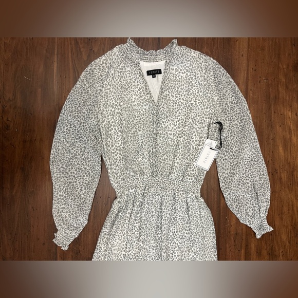 1 State X Jaime Shrayber Printed High-Low Dress XS Snow Leopard Ruffle Spring - Picture 6 of 16
